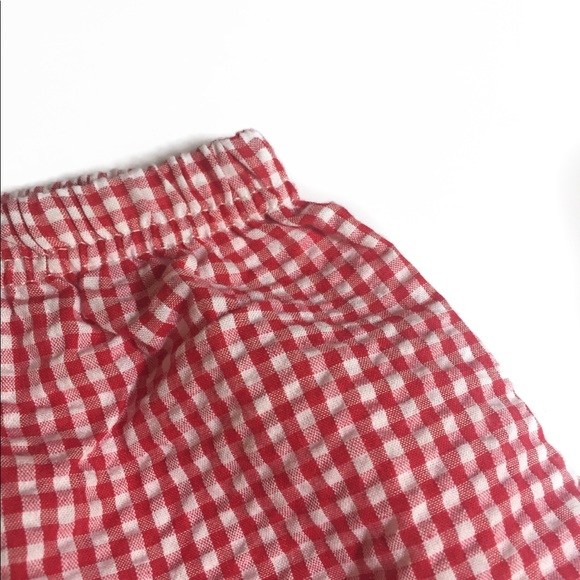 Red checkered baby pants with crinkled fabric - Picture 2 of 4
